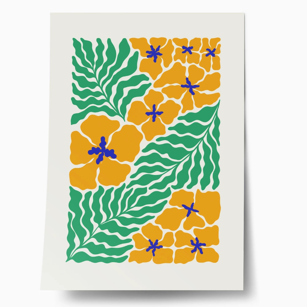 Πόστερ MATISSE STYLE TROPICAL ORANGE AND GREEN FLOWERS