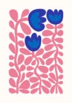 Πόστερ PINK AND BLUE ABSTRACT FLORAL