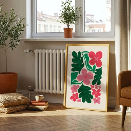 Πόστερ PINK AND GREEN ABSTRACT FLORAL 2 - Botanical - Λουλούδια
