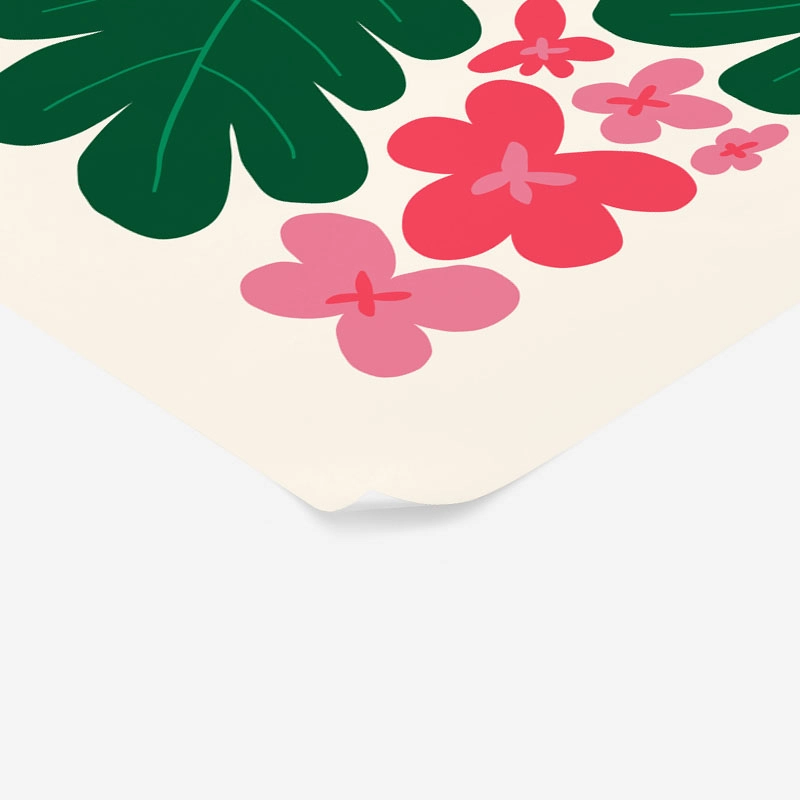 Πόστερ PINK AND GREEN ABSTRACT FLORAL 2