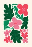 Πόστερ PINK AND GREEN ABSTRACT FLORAL 2