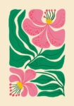 Πόστερ PINK AND GREEN ABSTRACT FLORAL