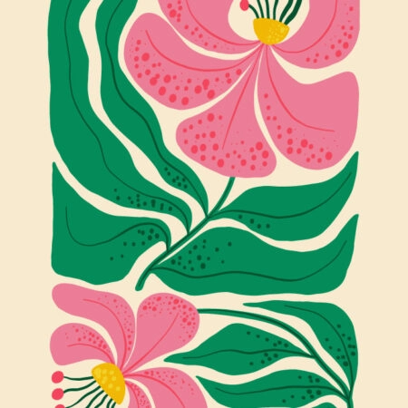 Πόστερ PINK AND GREEN ABSTRACT FLORAL - Botanical - Λουλούδια Sticky 3
