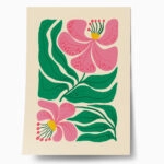 Πόστερ PINK AND GREEN ABSTRACT FLORAL