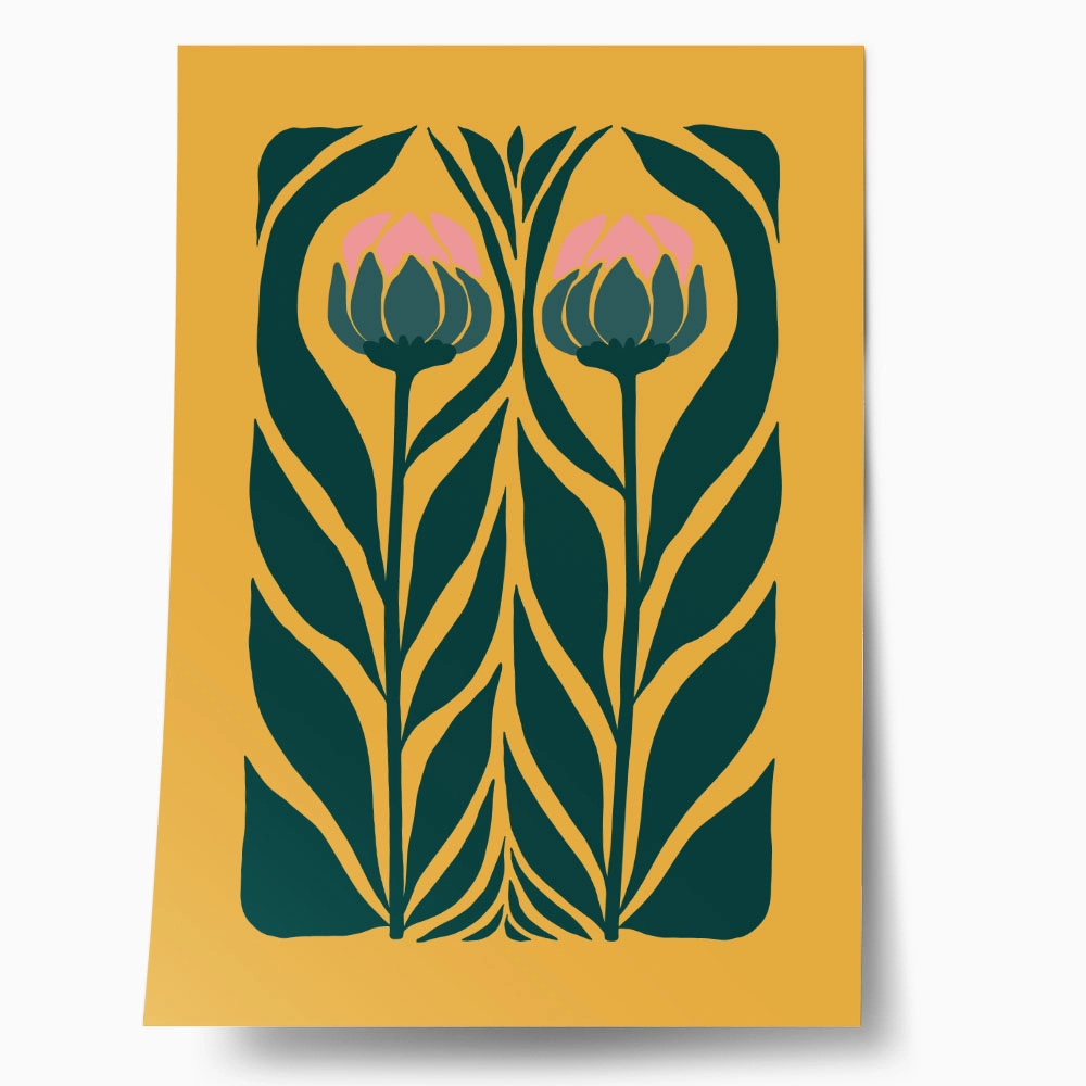 Πόστερ PINK AND GREEN FLOWERS 2