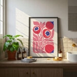 Πόστερ PINK AND RED ABSTRACT FLORAL