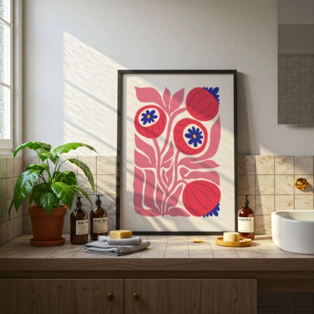 Πόστερ PINK AND RED ABSTRACT FLORAL - Botanical - Λουλούδια
