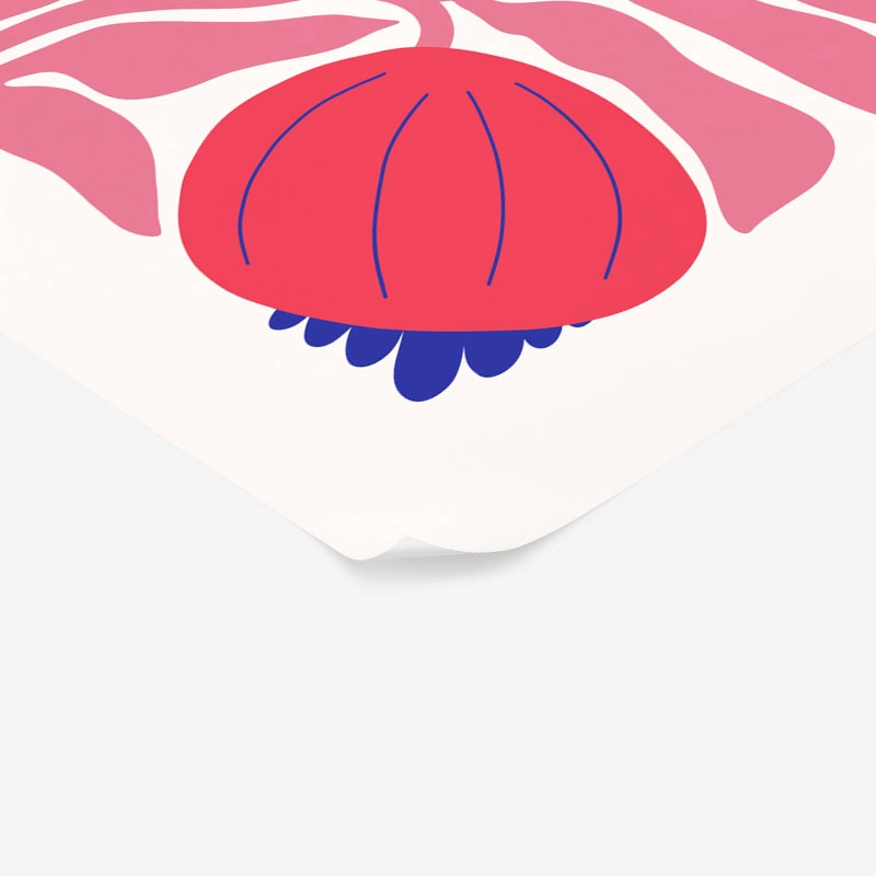 Πόστερ PINK AND RED ABSTRACT FLORAL