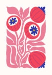 Πόστερ PINK AND RED ABSTRACT FLORAL