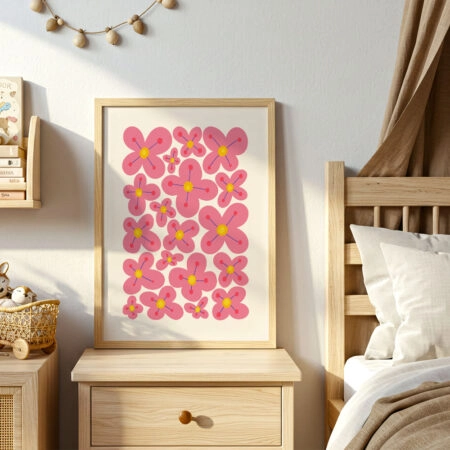 Πόστερ PINK AND YELLOW ABSTRACT FLORAL - Botanical - Λουλούδια