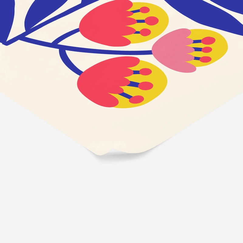 Πόστερ YELLOW PINK AND BLUE ABSTRACT FLORAL
