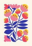 Πόστερ YELLOW PINK AND BLUE ABSTRACT FLORAL