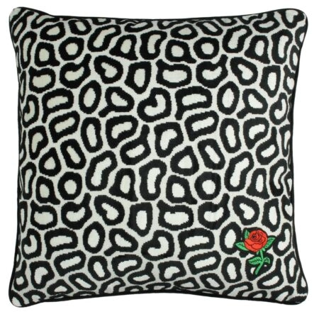 Μαξιλάρι Με Σχέδιο Τριαντάφυλλο Μαύρο Polyester 43x43cm - Διακοσμητικά Μαξιλάρια
