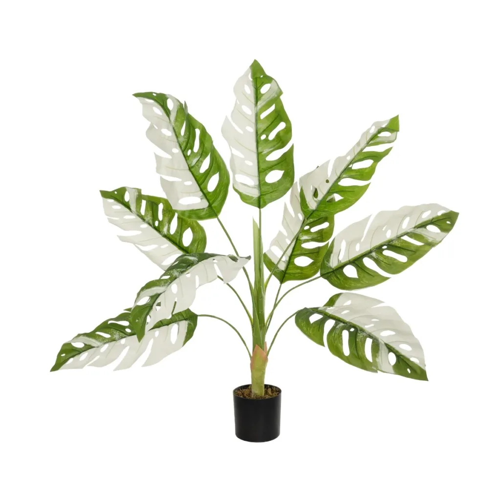 ALBINO MONSTERA 20938 Τεχνητό Διακοσμητικό Φυτό Πράσινη & Λευκή Μονστέρα Μ90 x Π90 x Υ90cm