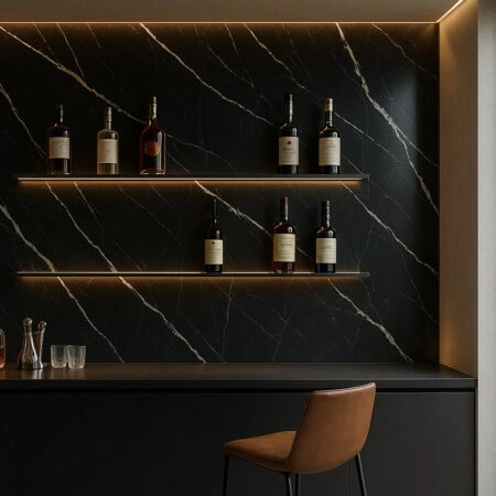 PVC Panel τοιχου 122cm x 280cm x 2,8mm CARRARA BLACK 204 -  Sticky 2