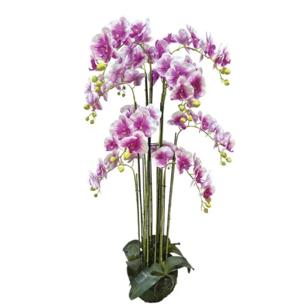 ΦΥΤΟ ΟΡΧΙΔΕΑ ΔΙΧΡΩΜΟ ΜΩΒ/ΛΕΥΚΑ ΑΝΘΗ REAL TOUCH - Υ135cm 1/ΚΙΒ - Τεχνητά Φυτά και Δέντρα