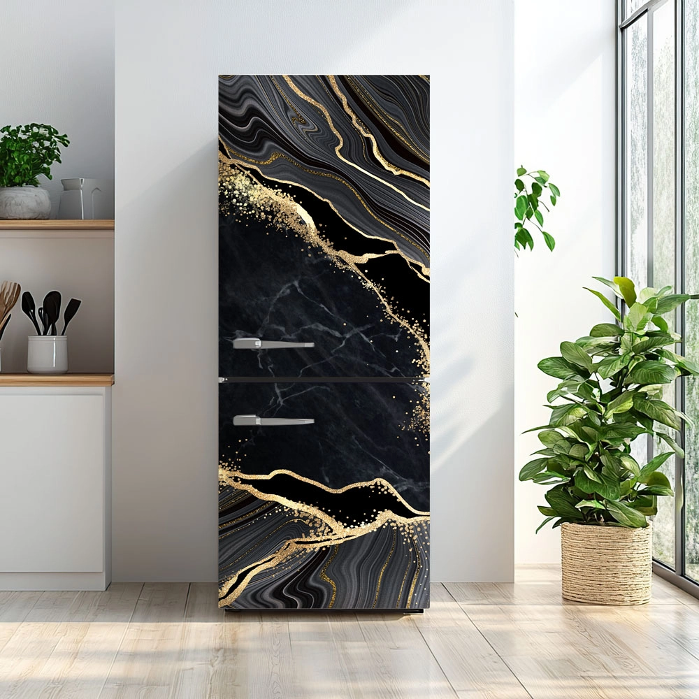 Αυτοκόλλητο ψυγείου BLACK AND GOLD MARBLE