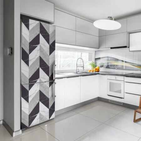 Αυτοκόλλητο ψυγείου BLACK AND WHITE MARBLE GEOMETRICAL - Απομιμηση υλικων Sticky 1