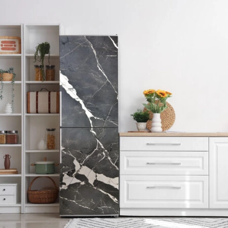Αυτοκόλλητο ψυγείου BLACK AND WHITE MARBLE - Απομιμηση υλικων Sticky 1