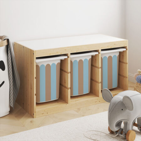 Αυτοκόλλητα για Κουτιά Αποθήκευσης Trofast BLUE AND BROWN STRIPES - Αυτοκόλλητα για κουτιά IKEA TROFAST Sticky 3