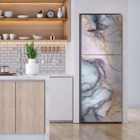 Αυτοκόλλητο ψυγείου BLUE PINK GOLD MARBLE - Απομιμηση υλικων Sticky 1