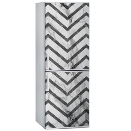 Αυτοκόλλητο ψυγείου GEOMETRIC BLACK AND WHITE MARBLE - Απομιμηση υλικων