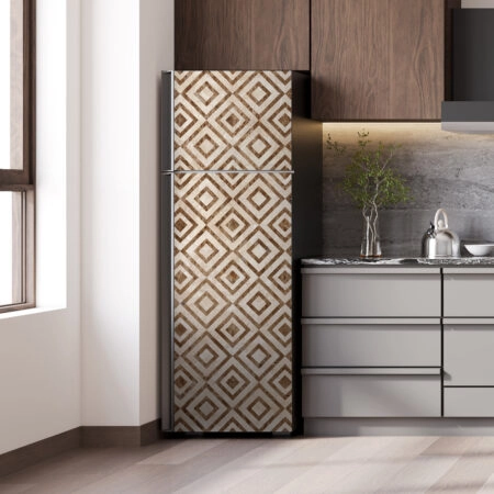 Αυτοκόλλητο ψυγείου GEOMETRIC BROWN MARBLE - Απομιμηση υλικων Sticky 1