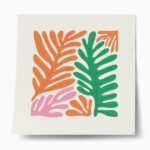 Πόστερ MATISSE STYLE TROPICAL GREEN ORANGE AND PINK LEAVES