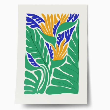 Πόστερ MATISSE STYLE TROPICAL ORANGE BLUE AND GREEN PLANTS - Abstract - Αφηρημένα Sticky 1