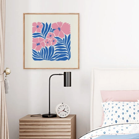 Πόστερ MATISSE STYLE TROPICAL PINK AND BLUE FLOWERS - Botanical - Λουλούδια