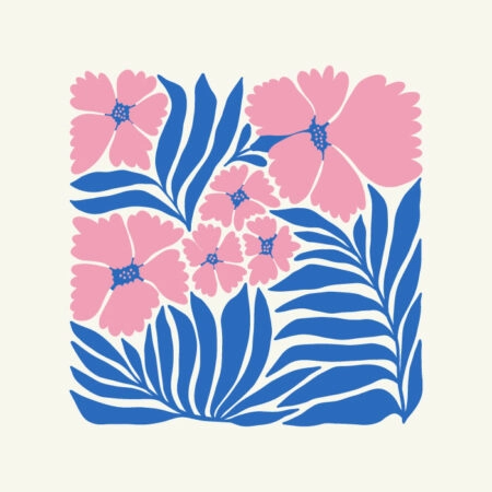 Πόστερ MATISSE STYLE TROPICAL PINK AND BLUE FLOWERS - Botanical - Λουλούδια Sticky 3