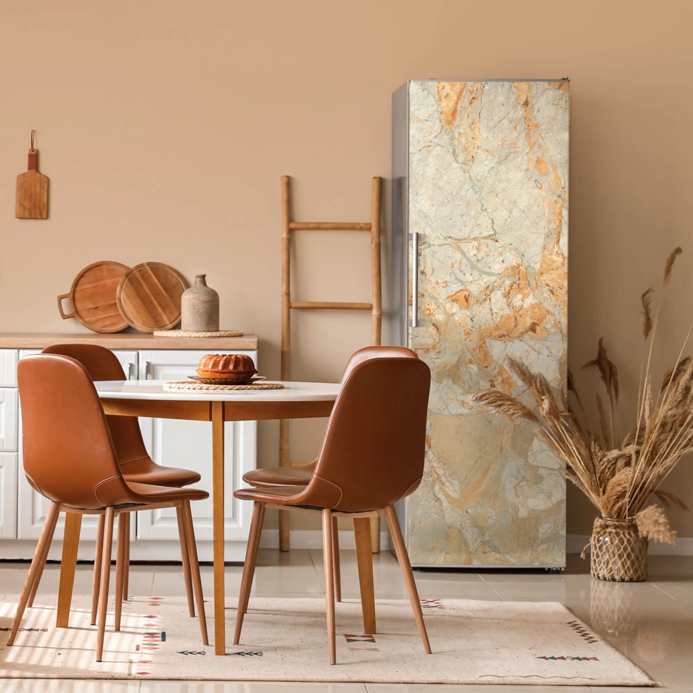 Αυτοκόλλητο ψυγείου ORANGE AND BEIGE MARBLE