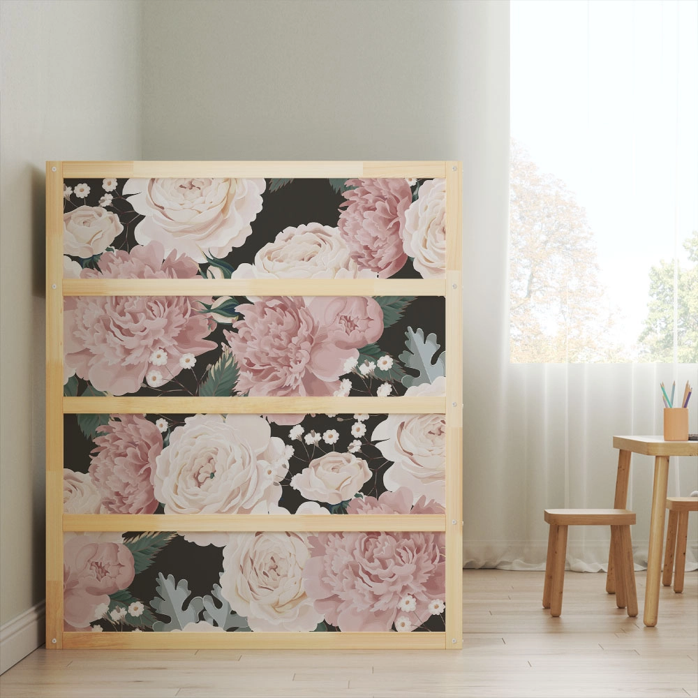 Αυτοκολλητα Επίπλων για Κρεβάτι KURA PEONIES
