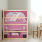 Αυτοκολλητα Επίπλων για Κρεβάτι KURA PINK VINTAGE CAR
