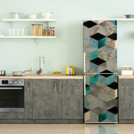 Αυτοκόλλητο ψυγείου TURQUOISE AND GREY GEOMETRIC - Αλλα Sticky 1