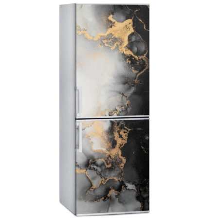 Αυτοκόλλητο ψυγείου WHITE BLACK GOLD MARBLE - Απομιμηση υλικων