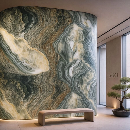 PVC Panel τοιχου 122cm x 280cm x 2,8mm ONYX GREEN 901 -  Sticky 2