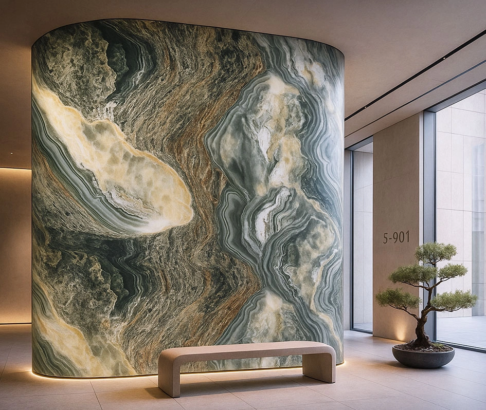 PVC Panel τοιχου 122cm x 280cm x 2,8mm ONYX GREEN 901