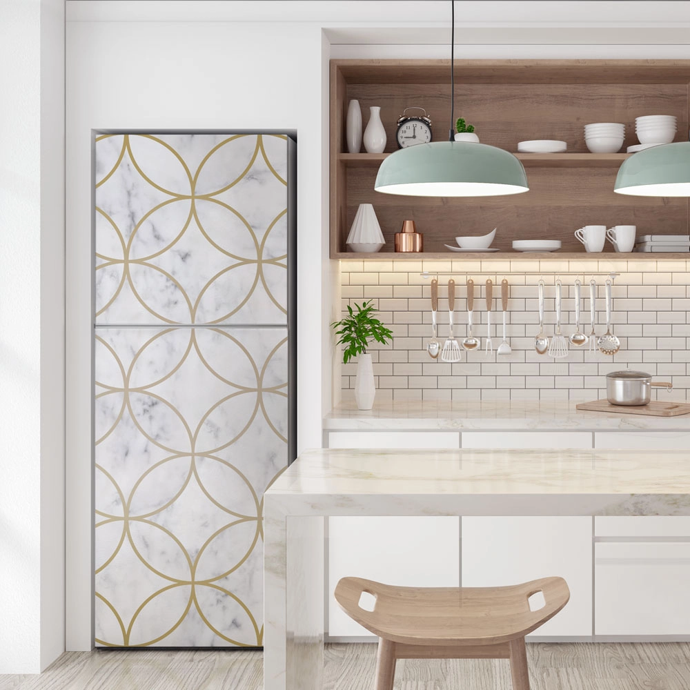 Αυτοκόλλητο ψυγείου BEIGE CIRCLES GEOMETRICAL MARBLE