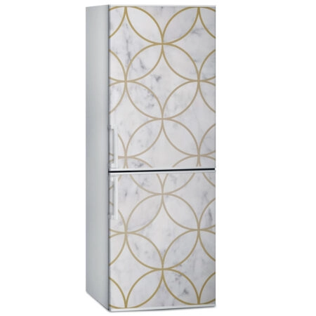 Αυτοκόλλητο ψυγείου BEIGE CIRCLES GEOMETRICAL MARBLE - Απομιμηση υλικων