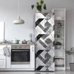 Αυτοκόλλητο ψυγείου BLACK AND WHITE MARBLE GEOMETRICAL 2