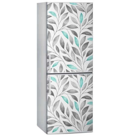 Αυτοκόλλητο ψυγείου FLORAL GREY AND BLUE LEAVES - Floral