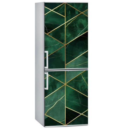 Αυτοκόλλητο ψυγείου GREEN AND GOLD GEOMETRICAL MARBLE - Απομιμηση υλικων