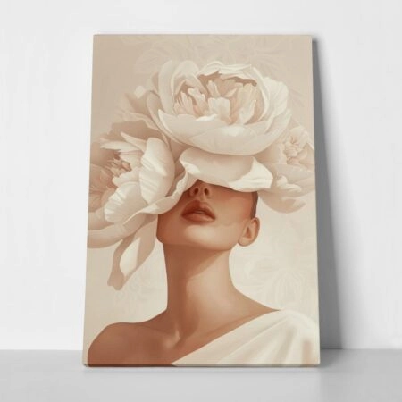 Πινακας σε καμβά WOMAN WITH PEONIES - Πορτραιτα και Φιγουρες Sticky 1