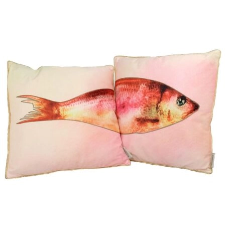 Μαξιλάρι Ψάρι Ροζ Polyester 45x45cm Σετ 2Τμχ - Διακοσμητικά Μαξιλάρια