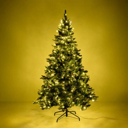 PINE ΧΡΙΣΤΟΥΓΕΝΝΙΑΤΙΚΟ ΔΕΝΤΡΟ ΧΙΟΝΙΣΜΕΝΟ ΜΕ LED 180 cm 117x117x180 ΠΡΑΣΙΝΟ ΛΕΥΚΟ - Χριστουγεννιάτικα δέντρα Λευκα & Χιονισμενα Sticky 1