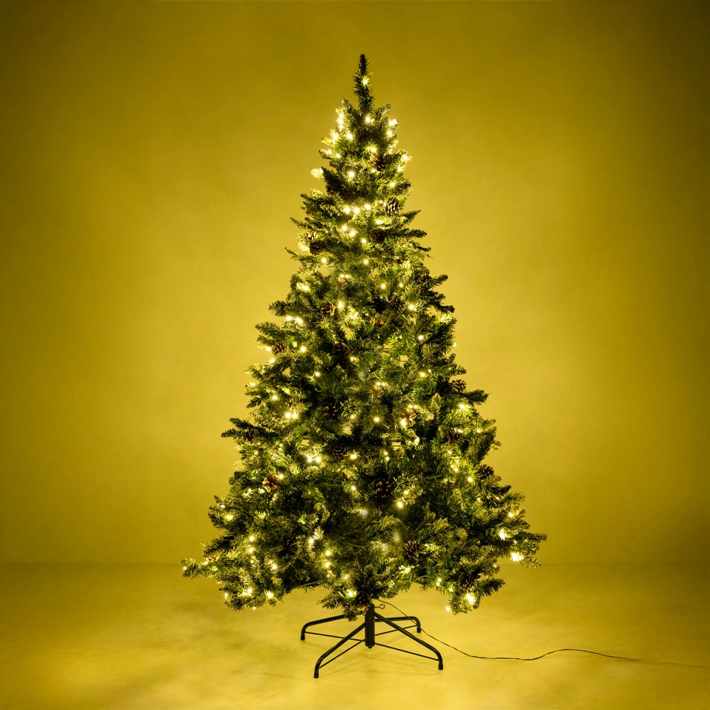 PINE ΧΡΙΣΤΟΥΓΕΝΝΙΑΤΙΚΟ ΔΕΝΤΡΟ ΧΙΟΝΙΣΜΕΝΟ ΜΕ LED 180 cm 117x117x180 ΠΡΑΣΙΝΟ ΛΕΥΚΟ