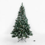 PINE ΧΡΙΣΤΟΥΓΕΝΝΙΑΤΙΚΟ ΔΕΝΤΡΟ ΧΙΟΝΙΣΜΕΝΟ ΜΕ LED ΥΨΟΣ 210cm 150x150x210 ΠΡΑΣΙΝΟ ΛΕΥΚΟ