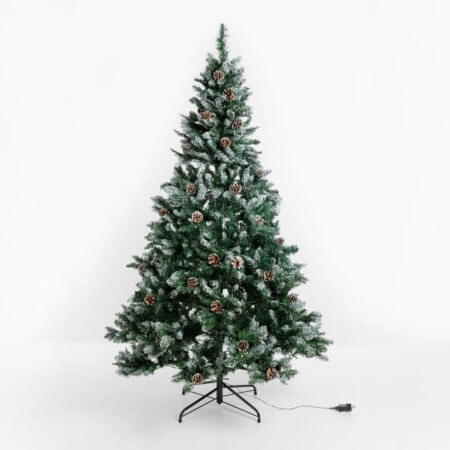 PINE ΧΡΙΣΤΟΥΓΕΝΝΙΑΤΙΚΟ ΔΕΝΤΡΟ ΧΙΟΝΙΣΜΕΝΟ ΜΕ LED ΥΨΟΣ 210cm 150x150x210 ΠΡΑΣΙΝΟ ΛΕΥΚΟ
