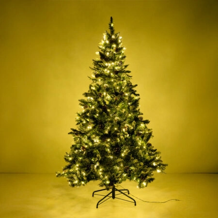PINE ΧΡΙΣΤΟΥΓΕΝΝΙΑΤΙΚΟ ΔΕΝΤΡΟ ΧΙΟΝΙΣΜΕΝΟ ΜΕ LED ΥΨΟΣ 210cm 150x150x210 ΠΡΑΣΙΝΟ ΛΕΥΚΟ - Χριστουγεννιάτικα δέντρα Λευκα & Χιονισμενα Sticky 1